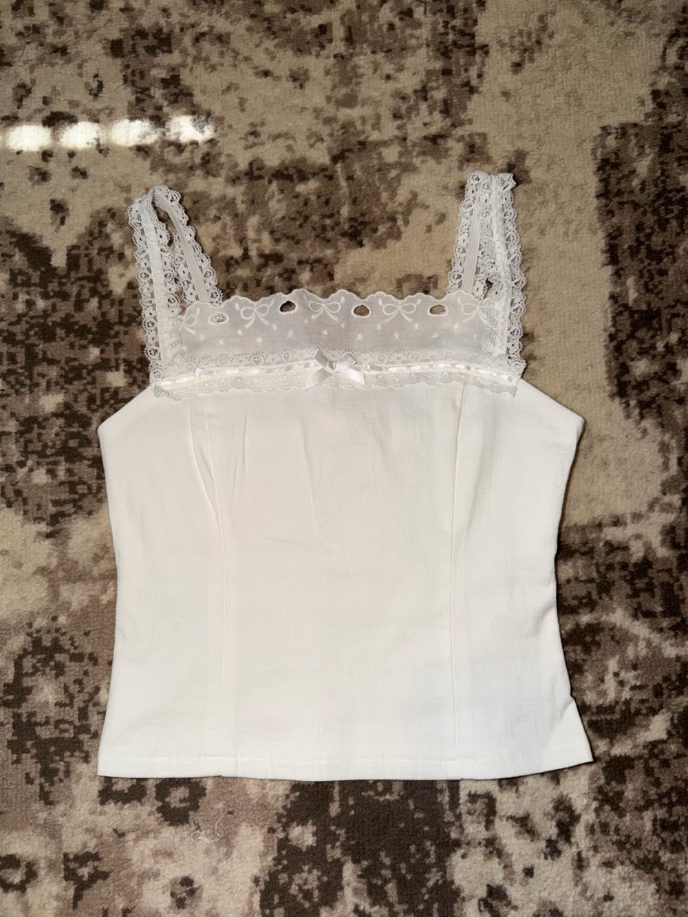 White Lace Trim Cami Top